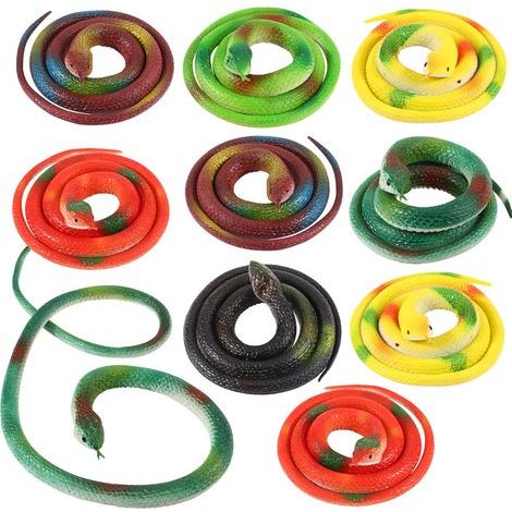 Rubber Snake, 10 Pièces Serpents Réalistes en Caoutchouc, Jouets de Serpent pour éloigner Les Oiseaux/Chats pour Accessoires de Jardin, farces, décoration d'halloween (1/5)