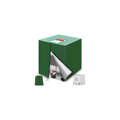 120x100x116cm Plane für 1000L Tank, Schutzhülle 210D, staubdicht und UV-beständig, Behälterzubehör mit Reißverschluss für Regenwassernutzung, IBC-Tank (Grün) (1/5)