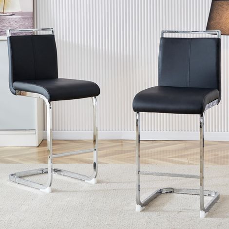Deux tabourets de bar noirs de haute qualité de style nordique, adaptés aux restaurants, cuisines, chaises bureau