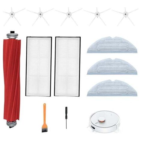 Kit De Remplacement Pour Roborock S7 T8Plus T7s S7 Maxv Ultra S8 Pro Ultra Aspirateur Robot, 1 Brosse Principale 5 Brosse Latérale