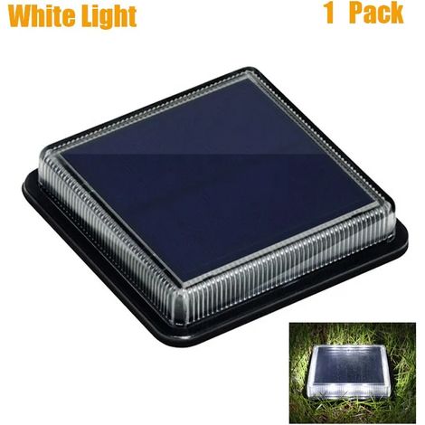 Lampe solaire de terrasse (blanc froid) à 12 LED, panneau solaire le plus grand, éclairage d'escalier extérieur étanche avec allumage/extinction automatique, décoration de jardin (1/5)