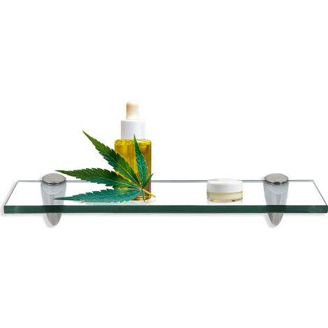 Mensola da parete in vetro 40 x 10 cm x 8 mm Trasparente Per cucine e bagni (1/5)