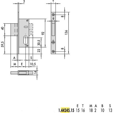 Cisa 44245-15-0 Serratura Infilare Cil Ov F16