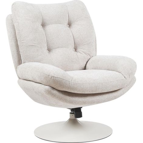 Fauteuil pivotant beige 78x90x100 cm – Tissu agréable – Base pivotante 360° pour liberté de mouvement – Design moderne – Amadeus (1/5)