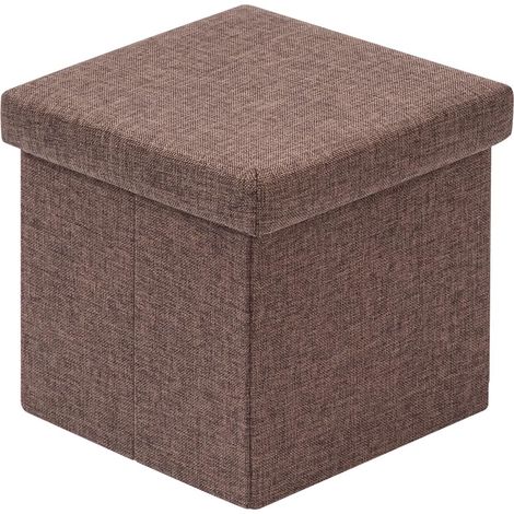 Coffre a Jouets Poufs et Repose Pieds Chevet de Lit Meuble Salon Volume de 20 L Rangement Jouet Enfant Limite de Poids 150kg Brun Lin (1/5)
