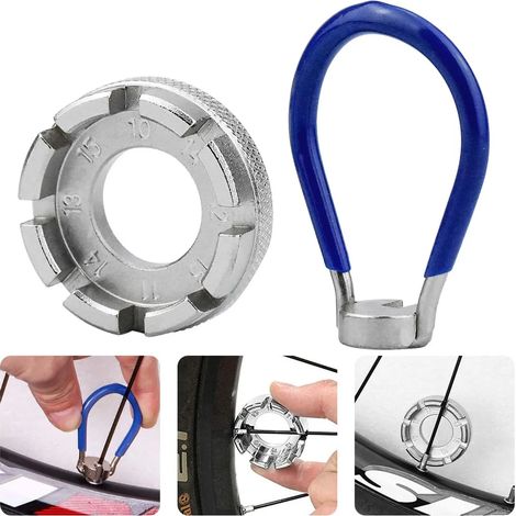 Clé à rayons de vélo, tendeur de rayons, taille 10-15, clé à écrous pour tous les rayons courants de vélos et cyclomoteurs, outils pour rayons de vélo (1/5)