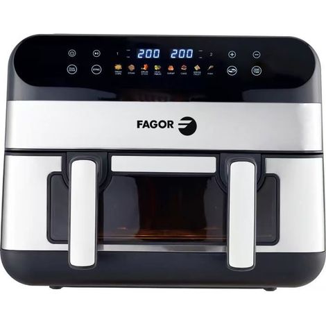 FAGOR Ölfreie Fritteuse – Airfryer FGF10 – 10 l Fassungsvermögen – 4,5 l Doppeltanks – herausnehmbare Trennwand – 2400 W (1/4)