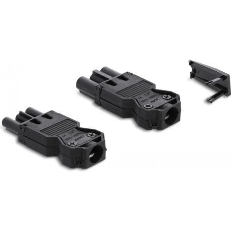 Delock Conector de instalaciÃ³n de 3 polos, terminal de tornillo, negro, 1 juego