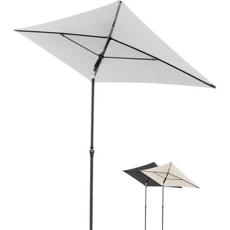 Parasol 180x120cm Gris Clair, rectangulaire et inclinable, Ouverture Manuelle, Housse Incluse – pour Balcon, terrasse ou Jardin (1/2)