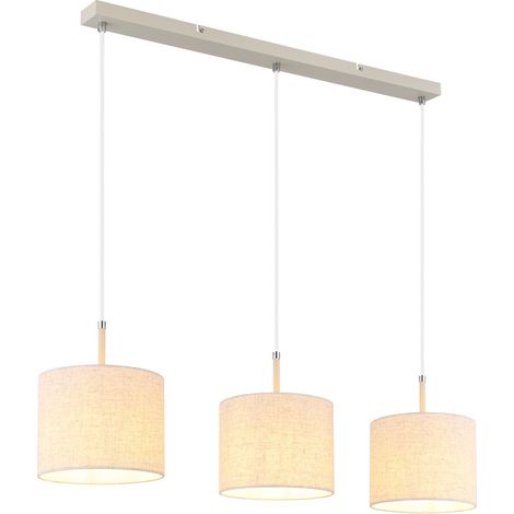 Suspension 3 lumières Deleon brun sable droit - 15968-3H