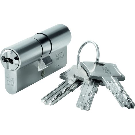 Winkhaus Doppelzylinder Key Tec N-Tra- Zylinderschloss beidseitig schließbar- Haustürschloss Ergänzungsprogramm 35/85, Messing vernickelt matt (1/4)
