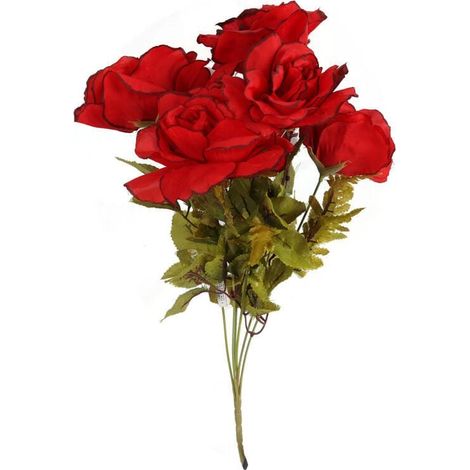 Strauß aus 6 künstlichen roten Rosen – Höhe 48 cm (1/2)