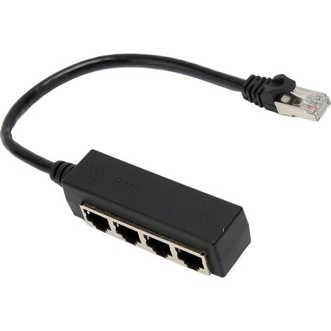 Splitter Ethernet RJ45 - 4 Voies - Câble Adaptateur avec Circuit Imprimé PCB et Noyau Doré 8 Broches - Pour Ordinateur Portable - 1 Pièce (1/5)