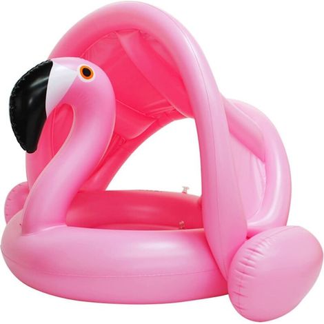Pare-soleil réglable pour siège de piscine bébé avec bouée flamant rose (1/5)