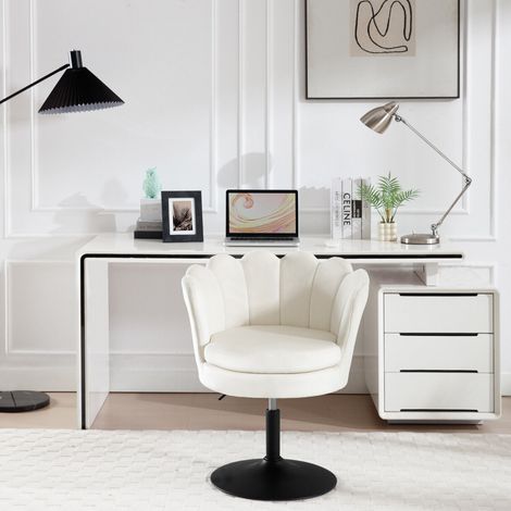 WOLTU Barhocker, Schminkstuhl mit Rückenlehne, Thekenhocker Höhenverstellbar, Barstuhl 360° drehbar, Bistrohocker 150 kg belastbar, Drehhocker mit Samtbezug, für Küche Hausbar, Beige (1/5)