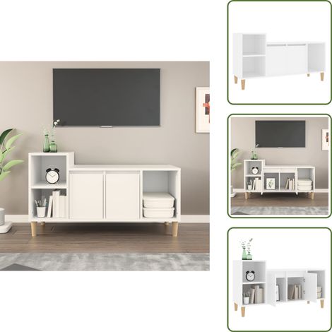 TV-Schrank Weiß 100x35x55 cm Holzwerkstoff - TV Schrank - Fernsehtisch - Wohnzimmerschrank - Regal - Aufbewahrung (1/5)