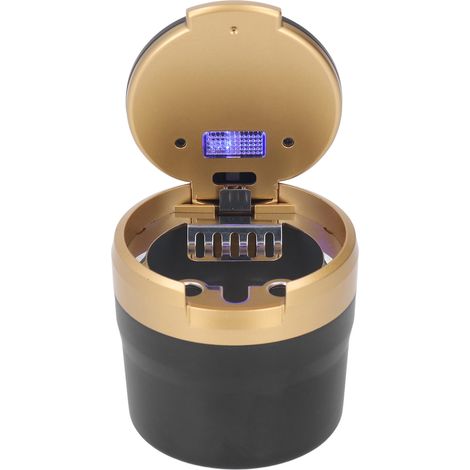 Cendrier de voiture portable avec couvercle et lumière LED, sans fumée, pour les voyages en extérieur, Golden Eagle (1/5)