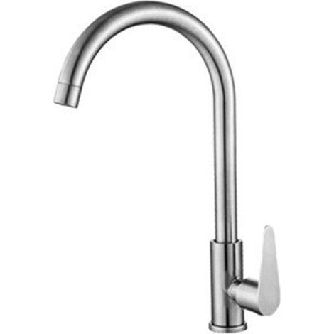 Manufacturer of 304 stainless steel single-cold kitchen faucets with brushed, ball bearing, anti-jamming, rotating design for sinks and vegetable wash basins -- Single-cold, tall and curved design