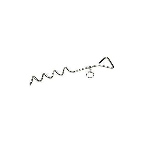 Piquet Tire Bouchon - 1 Unité - Métal Chromé - Fixation Chaîne Et Laisse - Pour Chien Et Animal - 40 cm