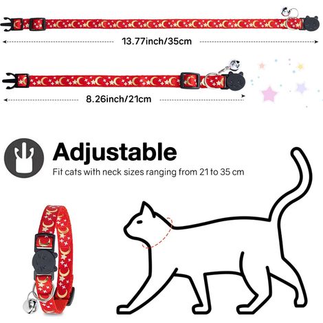 Collier pour Chat Réfléchissant avec Motif Lune et Étoiles et Boucle de Sécurité Décrochable