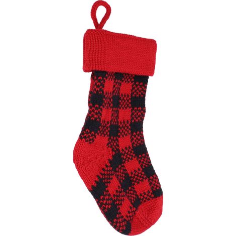 Set bestehend aus 2 kleinen Acryl-Weihnachtsstrümpfen, roter und schwarzer Hängedekoration sowie Weihnachtsgeschenktüten. (1/5)