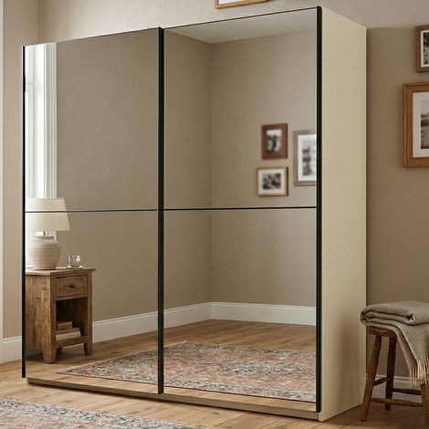 Guardaroba Grande Ponso, Armadio Camera da Letto Appendiabiti, 8 Ripiani, 2 Ante, 217x210h cm Bianco (1/5)