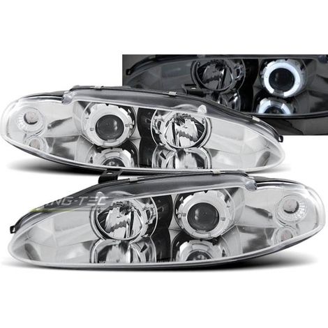 Paire de feux phares Mitsubishi Eclipse 95-96 angel eyes chrome-27361575 (1/2)