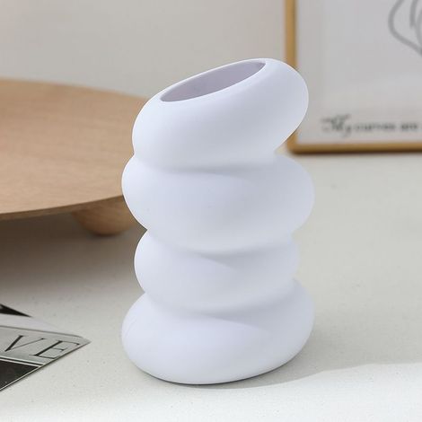 Vase en plastique blanc, 19 x 20 cm – vase en spirale – parfait pour les fleurs séchées et la décoration moderne. (1/5)