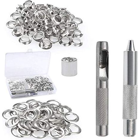 103PCS Trousse à Œillets pour Bâche, 10/15MM, Outils de Fabrication de Rideaux avec 100 Œillets (1/4)