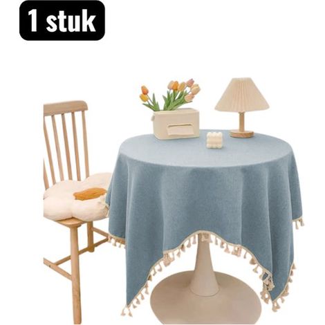 1 pezzo Runner da tavola impermeabile, protezione per supporto TV, tovaglia lunga effetto cotone 140 x 220 cm, decorazione per tavolo lungo effetto cotone e lino, blu (1/5)