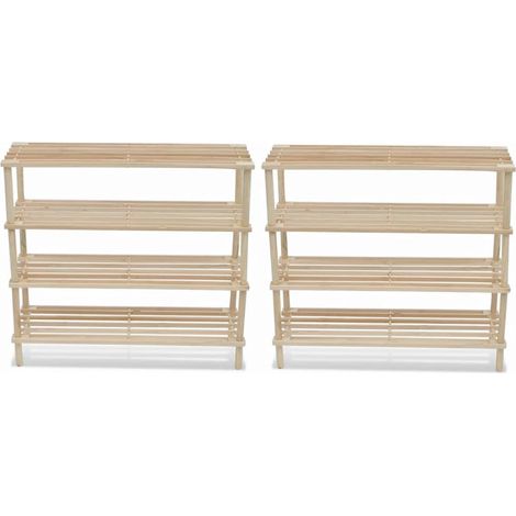 Zapatero de 4 alturas 2 unidades madera maciza de abeto vidaXL (1/2)