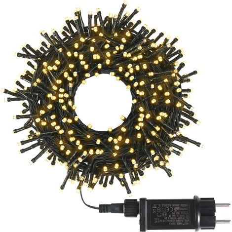 Guirlande lumineuse de Noël, 20M 200 LED, Brancher, 8 Modes de Lumières Guirlande Etanche pour Décorer Sapin, Jardin, Fêtes de Noël et Mariage, à L'intérieur et à L'extérieur (Blanc Chaud)