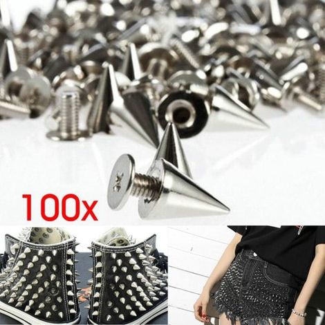 Lot de 100 rivets/clous de 9,5 mm à visser, style punk (1/4)