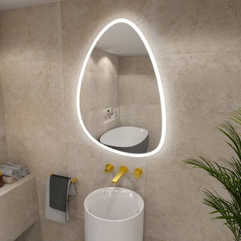 RAK TearDrop LED Illuminated Bathroom Mirror with Touch Sensor 600mm H x 840mm W (1/2)