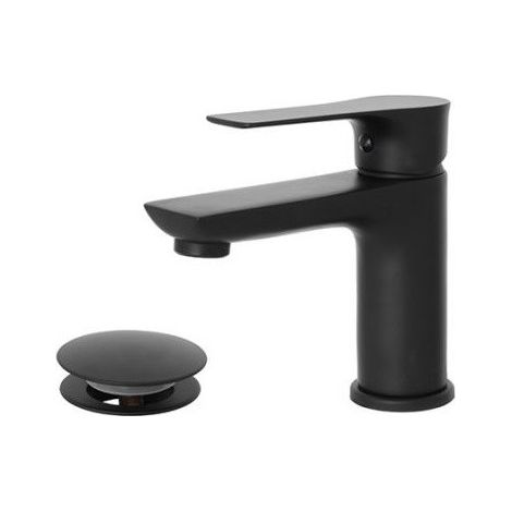 Mélangeur de lavabo en acier inoxydable série FLAT noir mat