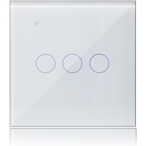 Intelligent Interrupteur Connecté 3 Gang 1 Voies Compatible avec Alexa, WiFi Interrupteur Tactile Panneau en Verre Blanc avec Fonction de Minuterie, Tuya/Smart Life App Contrôle (1/5)