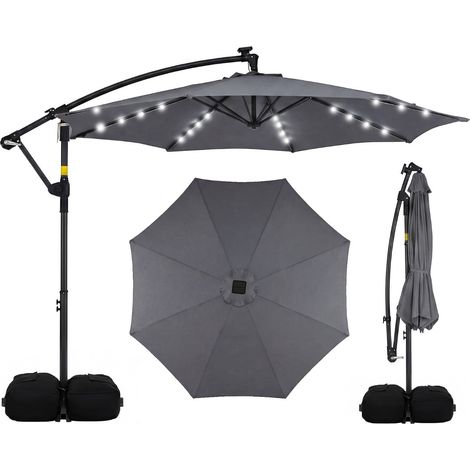 Outdoor Solar LED Umbrella, 360 Rotating, Grey, 300x240 cm (1/5)