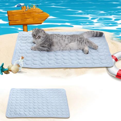 Tapis rafraîchissant lavable, antidérapant et doux pour chien, idéal pour l'été (bleu clair, XL - 100 x 70 cm) (1/5)