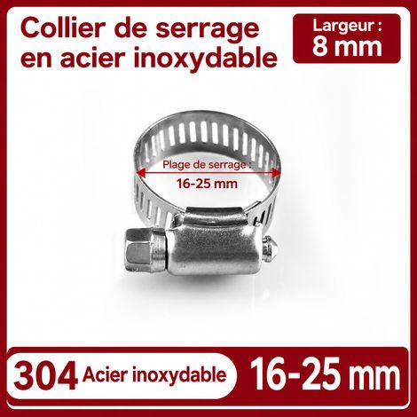Collier de serrage 16-25 mm en acier inoxydable 304 16-25 304 8 7 g – Livraison gratuite