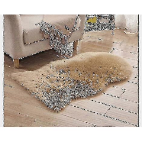 (CAMEO) Tapis moelleux en fausse fourrure de mouton pour salon, chambre, sol, tapis doux et moelleux, décoration intérieure (1/3)