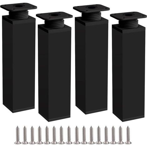 Pieds de meuble en aluminium – Hauteur 20 cm, finition noire – Vis inox incluses – Support stable (1/4)