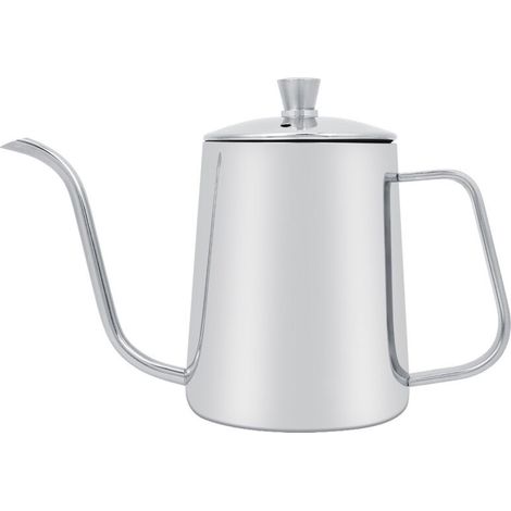 Bouilloire à col de cygne, cafetière exquise portative moderne en acier inoxydable couleur argent longue pour la cuisine de café-boutique (1/5)