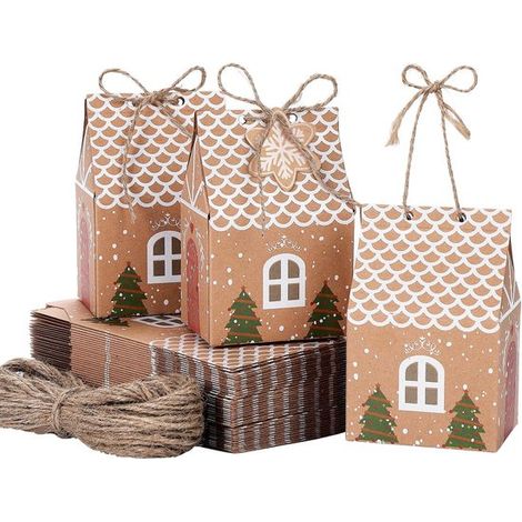 Lot de 50 boîtes cadeaux en kraft – Forme bonbon – Décoration de fête – Créatives et réutilisables (1/5)