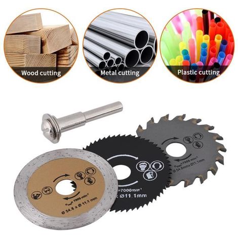 3 Pcs Lames de mini-scie circulaires HSS disque de coupe pour couper bois-Ywey (1/5)