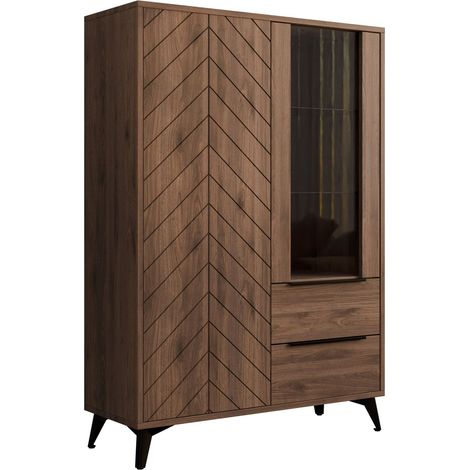 Estantería Comfivo Citrus V , Con cajones, Con puertas, Cerrable, Aglomerado laminado, Vidrio templado, MDF, Número de puertas: 0, Número de cajones: 0, 150x104x40cm (1/5)