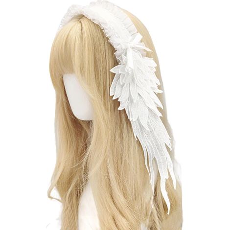 Bandeau gothique Lolita - Bandeau de soubrette en dentelle noire - Pour femme de chambre - Coiffe d'ange diable - Cosplay (1/4)