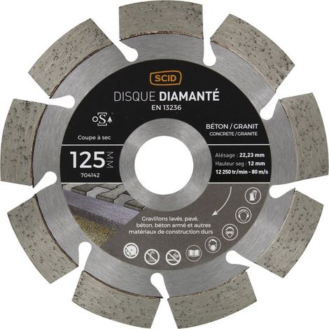 Disque diamanté béton granit professionnel SCID - Diamètre 125 mm