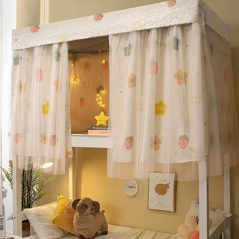 Rideau de Lit Superposés Moustiquaire Ciel de Lit en Tissu Rideau d'occultation pour Cabine Lits à Coucher Mezzanine Chambre Tente de Lits Dortoir étudiant Collèges Rideaux Couvre Cabane