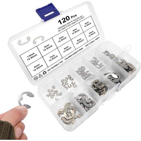 Jeu de circlips 120 pièces - Kit de bagues de retenue élastiques externes (1/5)