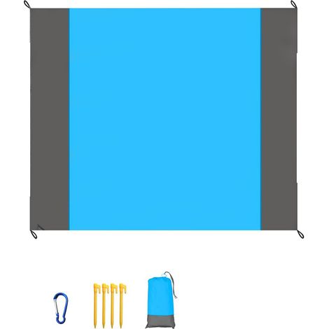 Couverture de Plage 200 x 210 cm Anti Sable Portable Couverture de Pique-Nique avec 4 piquets Fixes pour Pique-Nique, Plage, Voyage, randonnée, Camping et Autres (1/5)